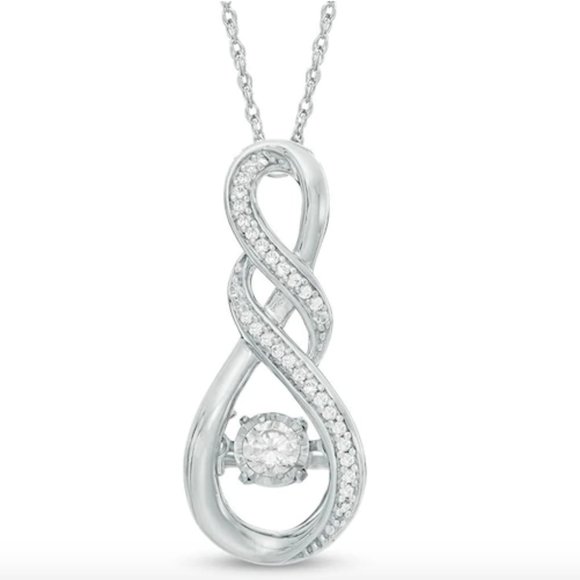 Diamond Double Cascading Infinity Pendant in 10K W - Picture 1 of 4